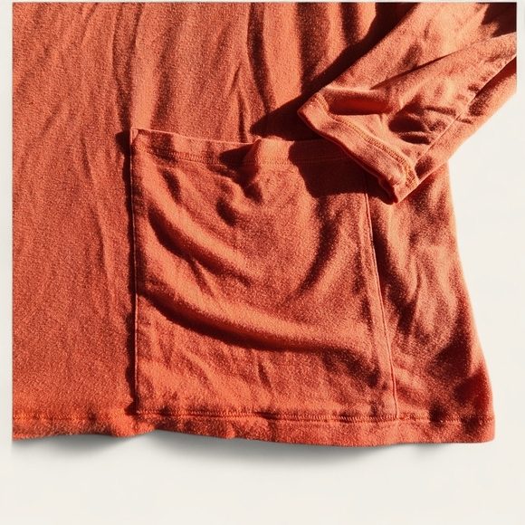 Eileen‎ Fisher Top Small Orange Pink | 3/4 Sleeve Textured Knit with Pocket - Picture 2 of 5